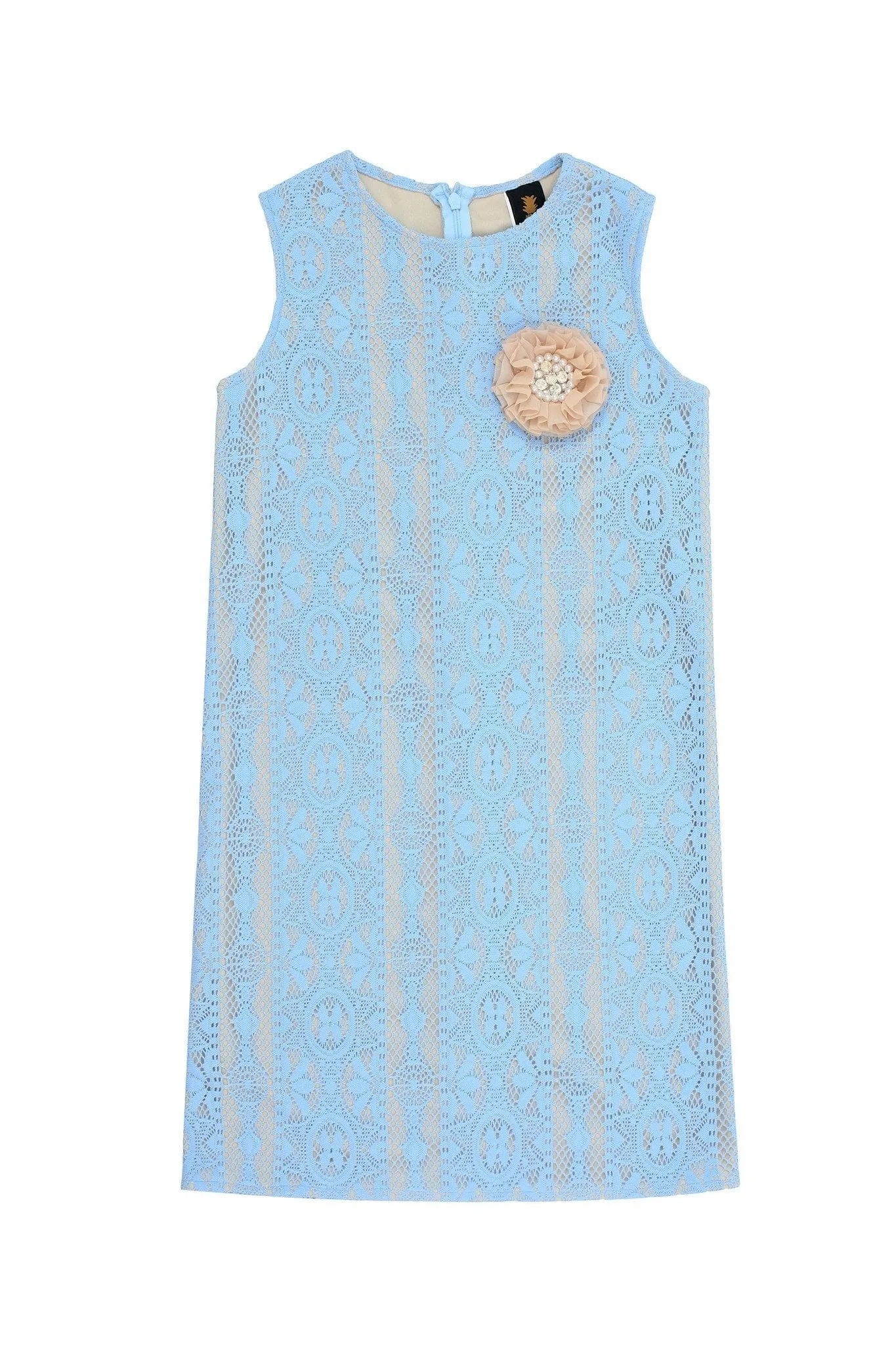 Baby Blue Crochet Lace Trendy Mother Daughter Shift Dress Plus Size