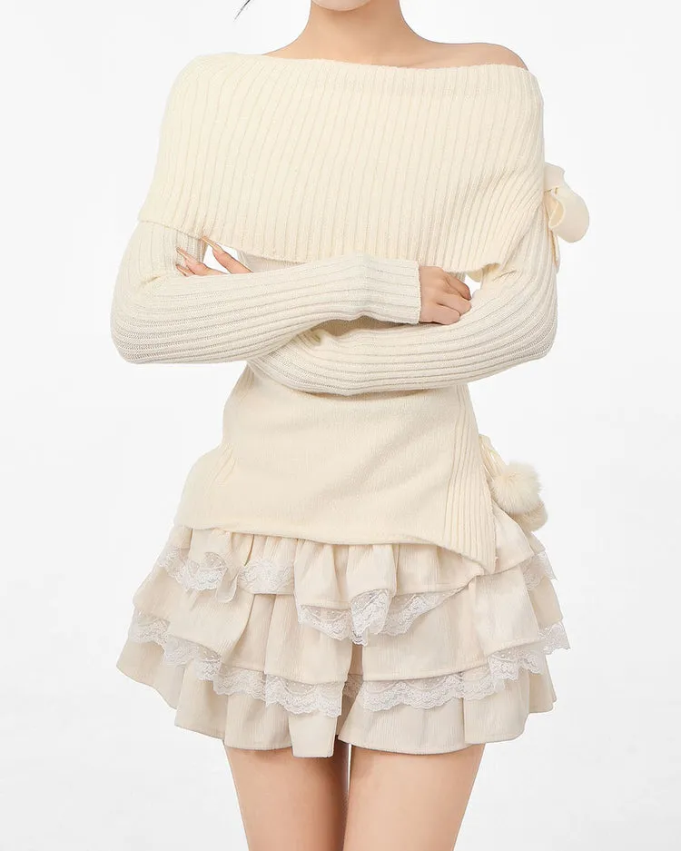 Balletcore Of Shoulder Sweater