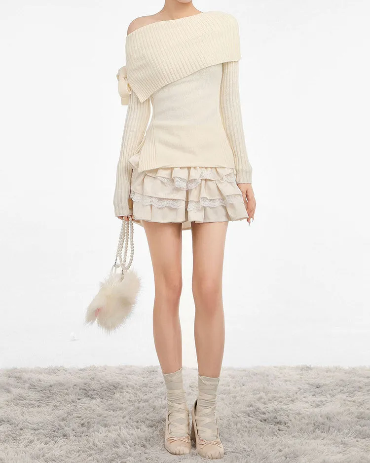 Balletcore Of Shoulder Sweater
