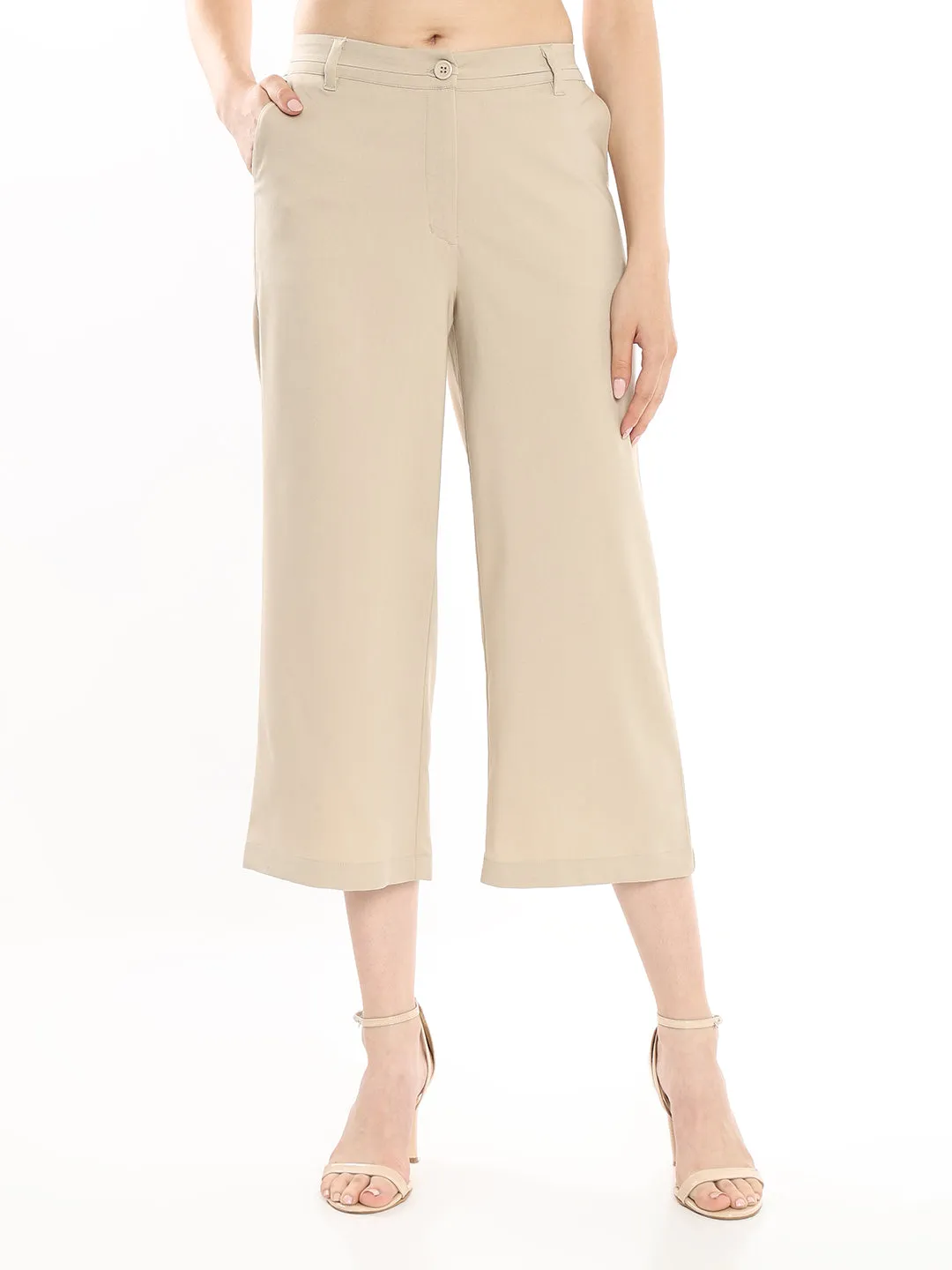 Bella Beige Formal 3/4th Straight Pants