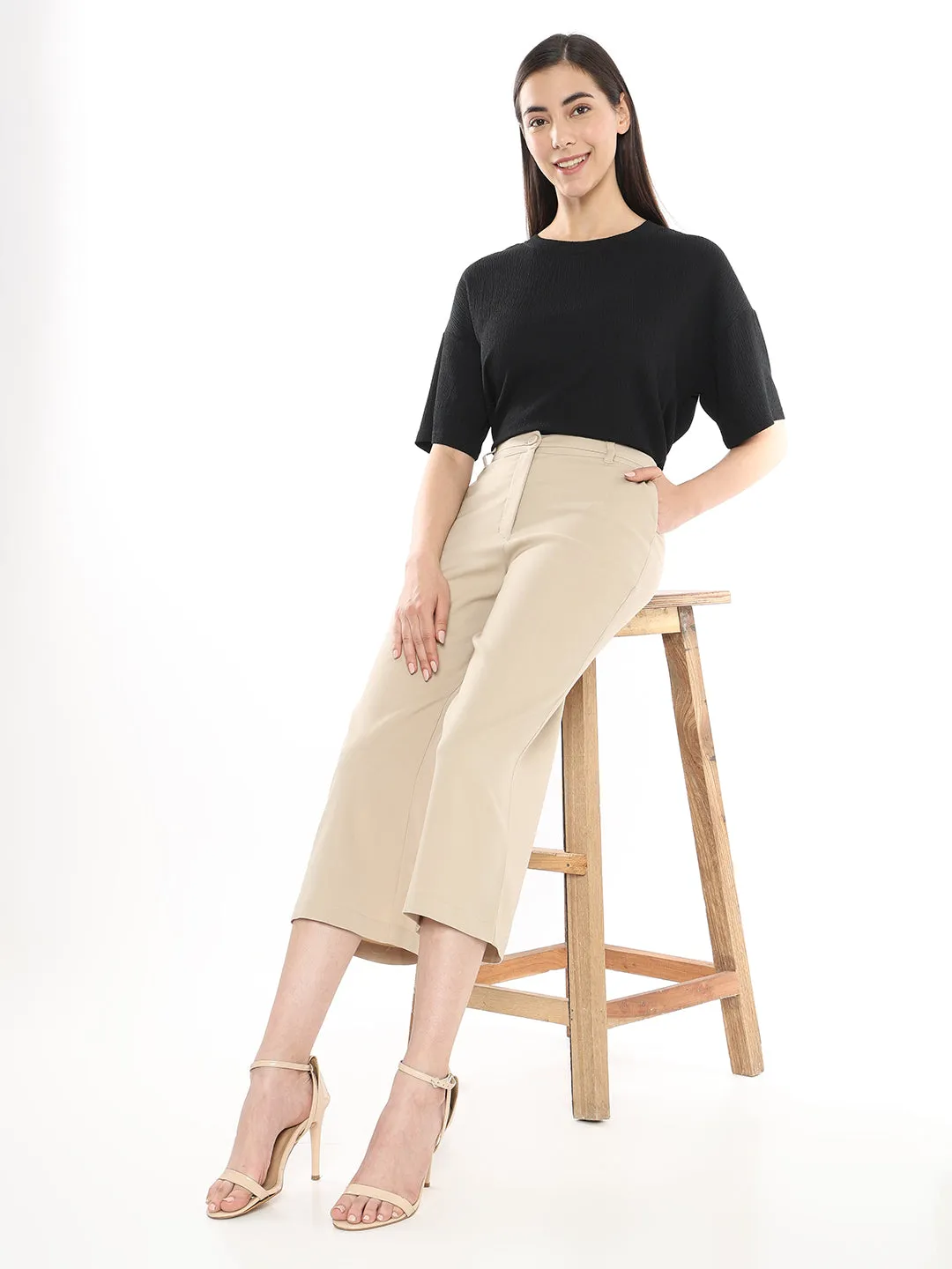 Bella Beige Formal 3/4th Straight Pants