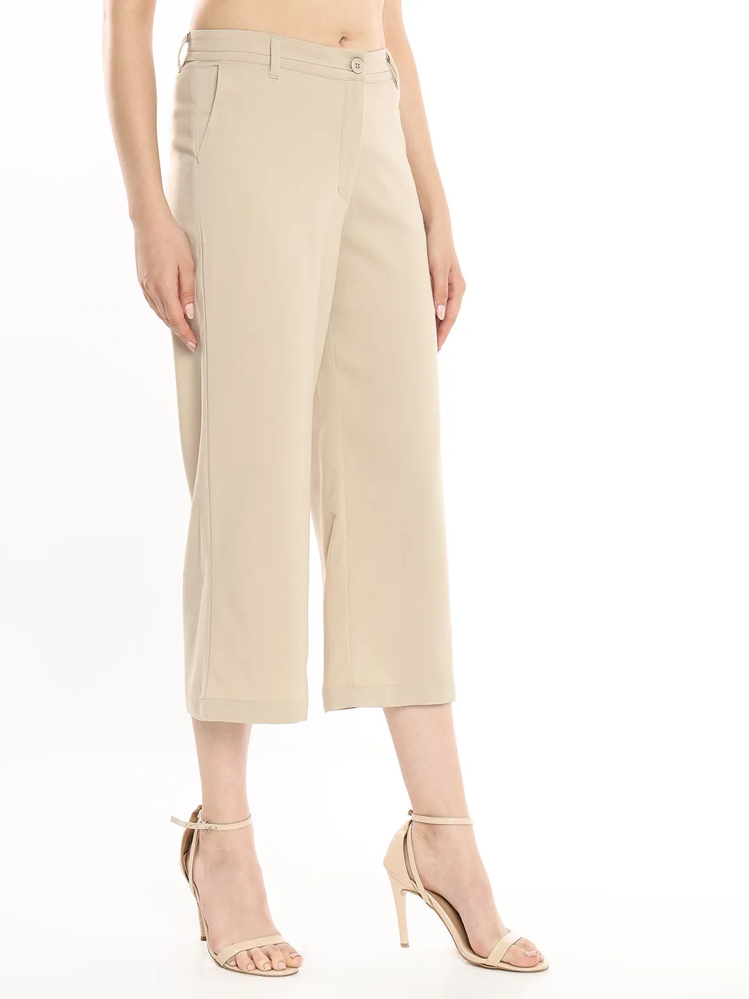 Bella Beige Formal 3/4th Straight Pants