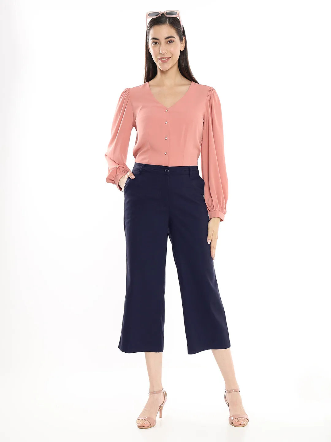 Bella Navy Blue Formal 3/4th Straight Pants