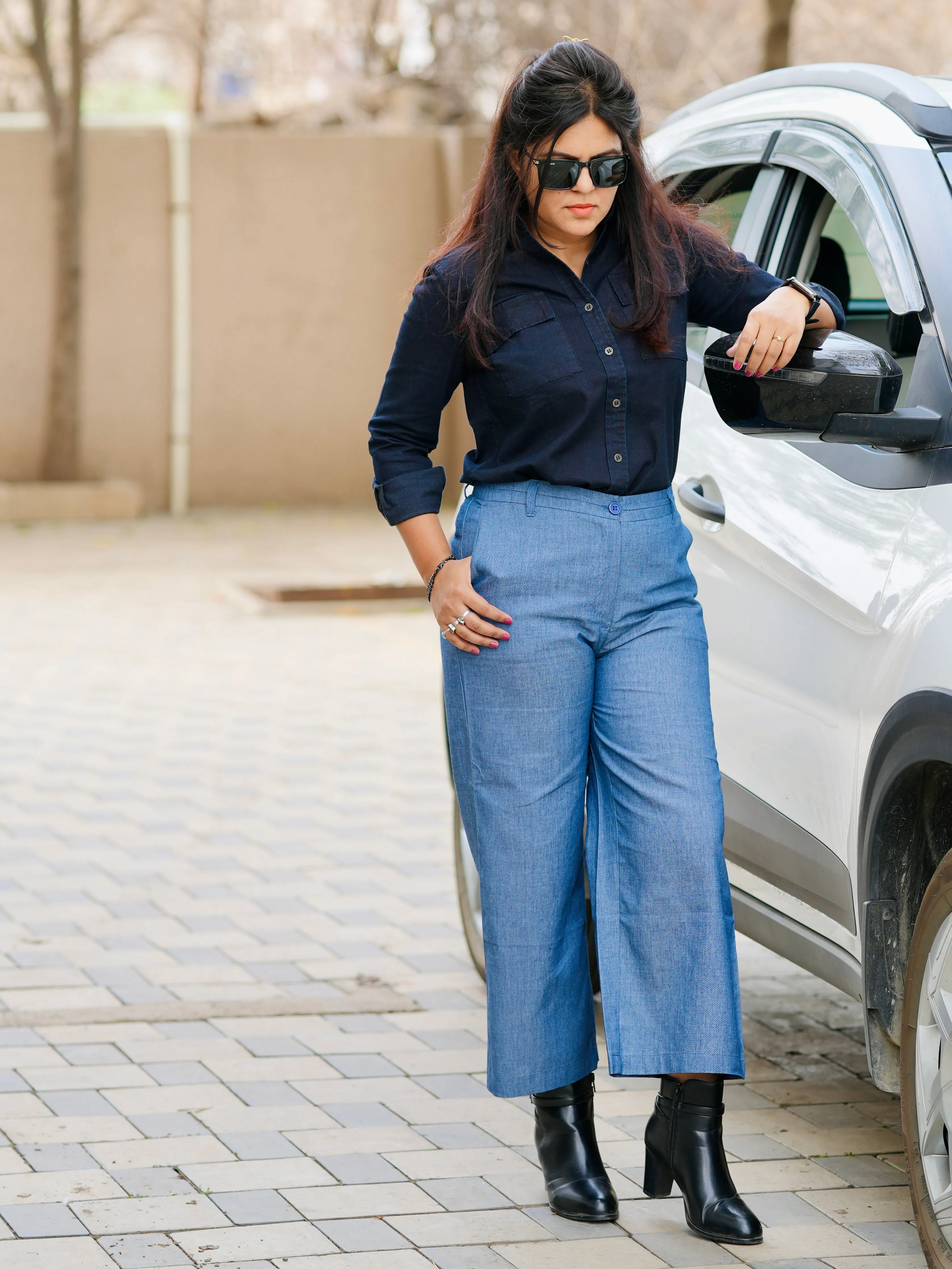 Bliss Blue Formal 3/4th Straight Pants