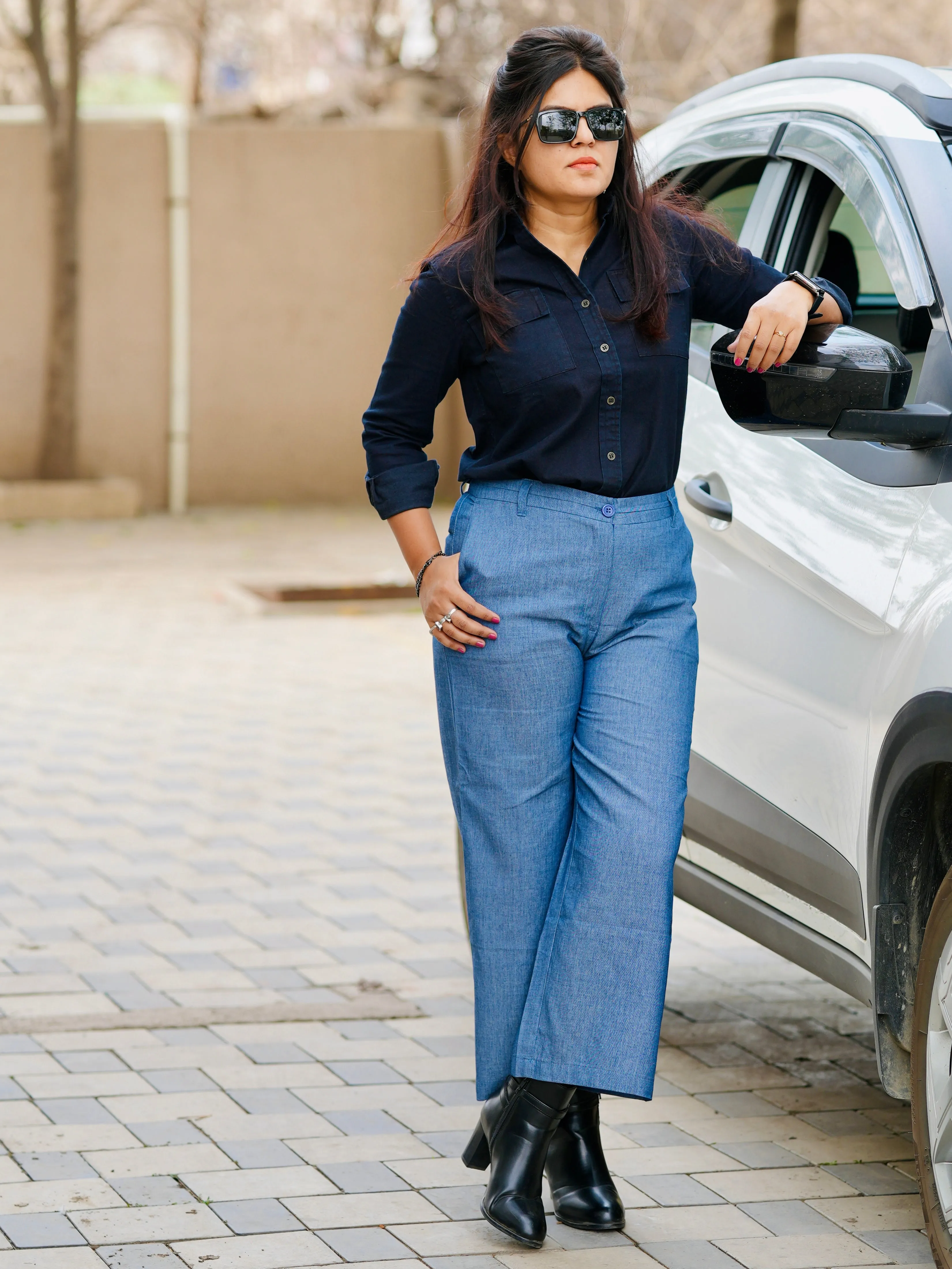 Bliss Blue Formal 3/4th Straight Pants
