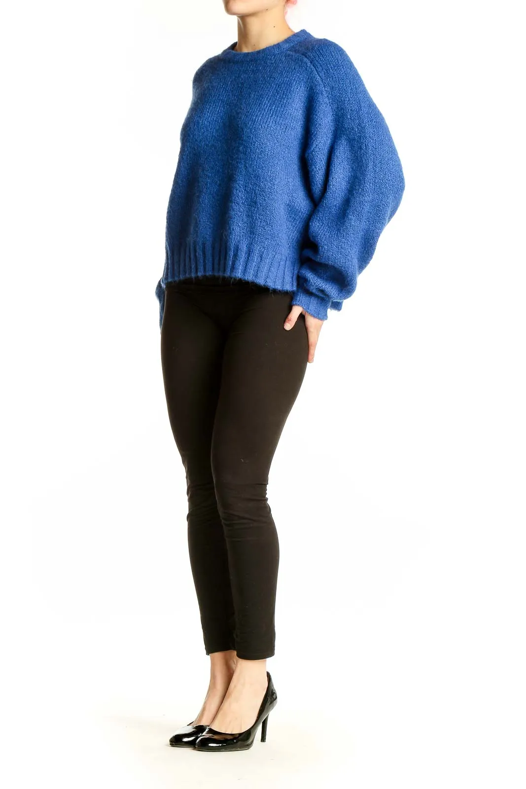 Blue Cozy Oversized Knit Sweater
