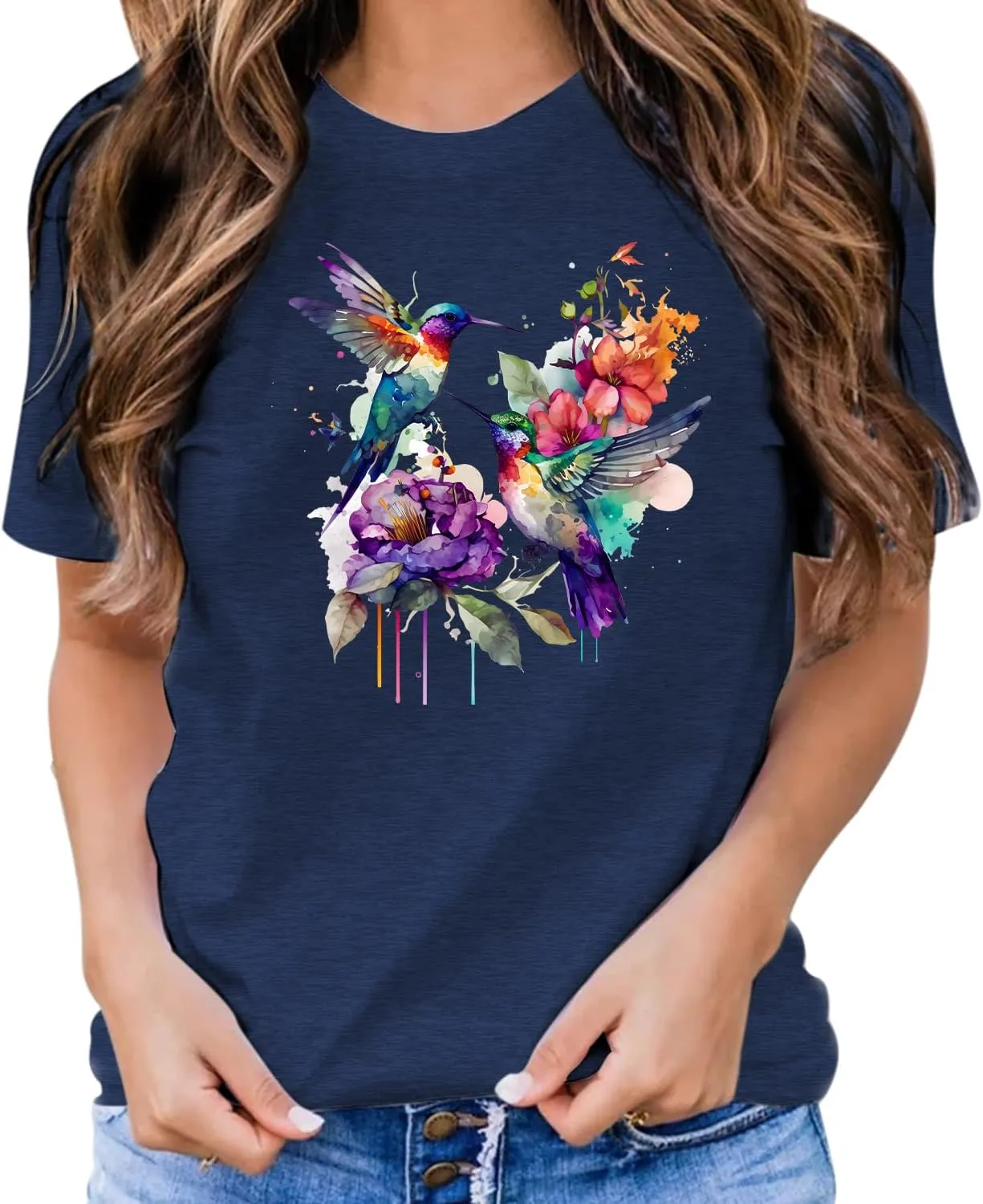 Butterfly Shirts for Women Vintage Floral Tee Shirt Butterfly Graphic Tops Womens Vacation T-Shirt Nature Lover Tee