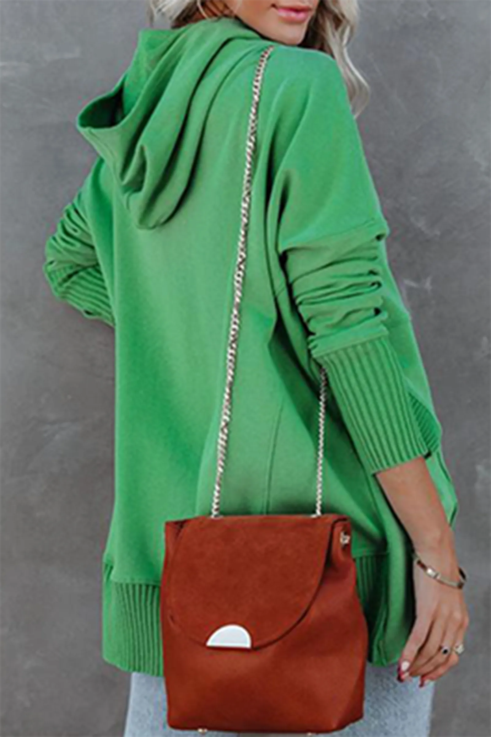 Casual Solid Pocket Buckle Hooded Collar Tops(3 colors)