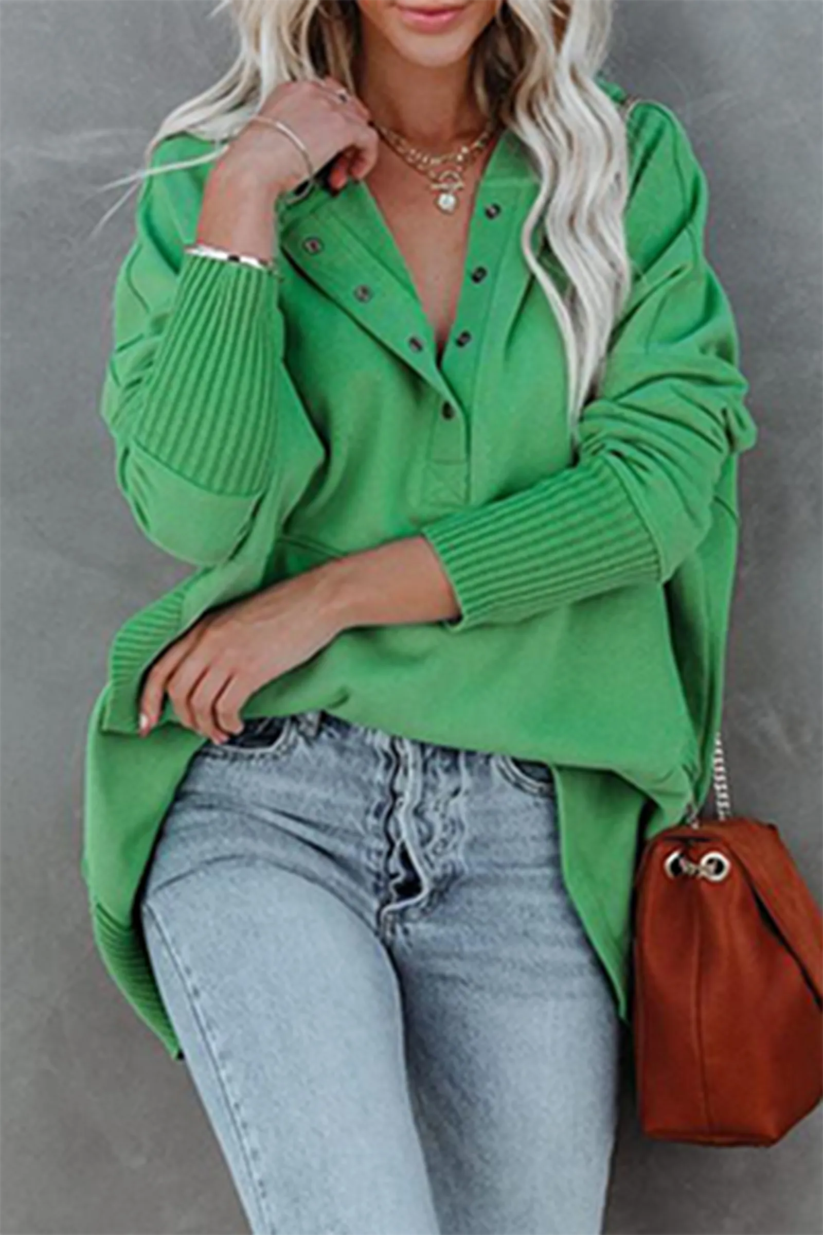 Casual Solid Pocket Buckle Hooded Collar Tops(3 colors)
