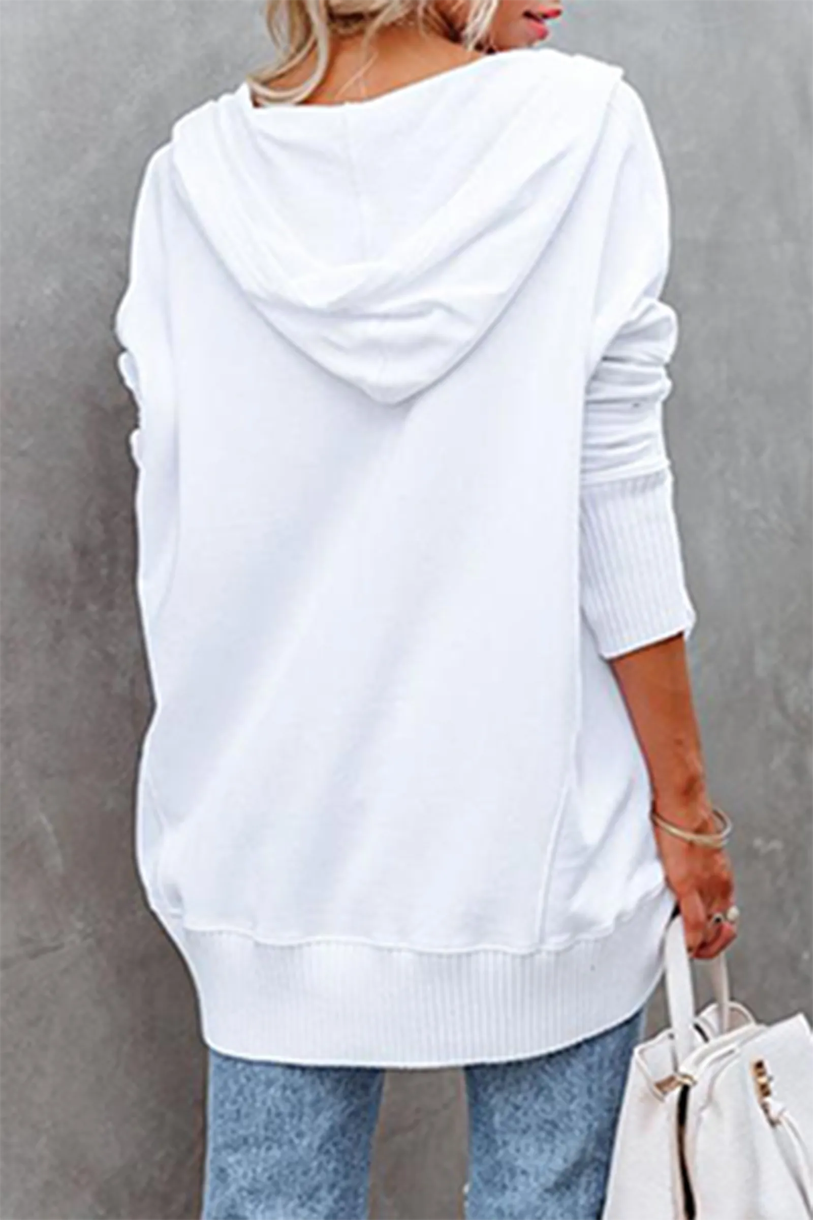 Casual Solid Pocket Buckle Hooded Collar Tops(3 colors)