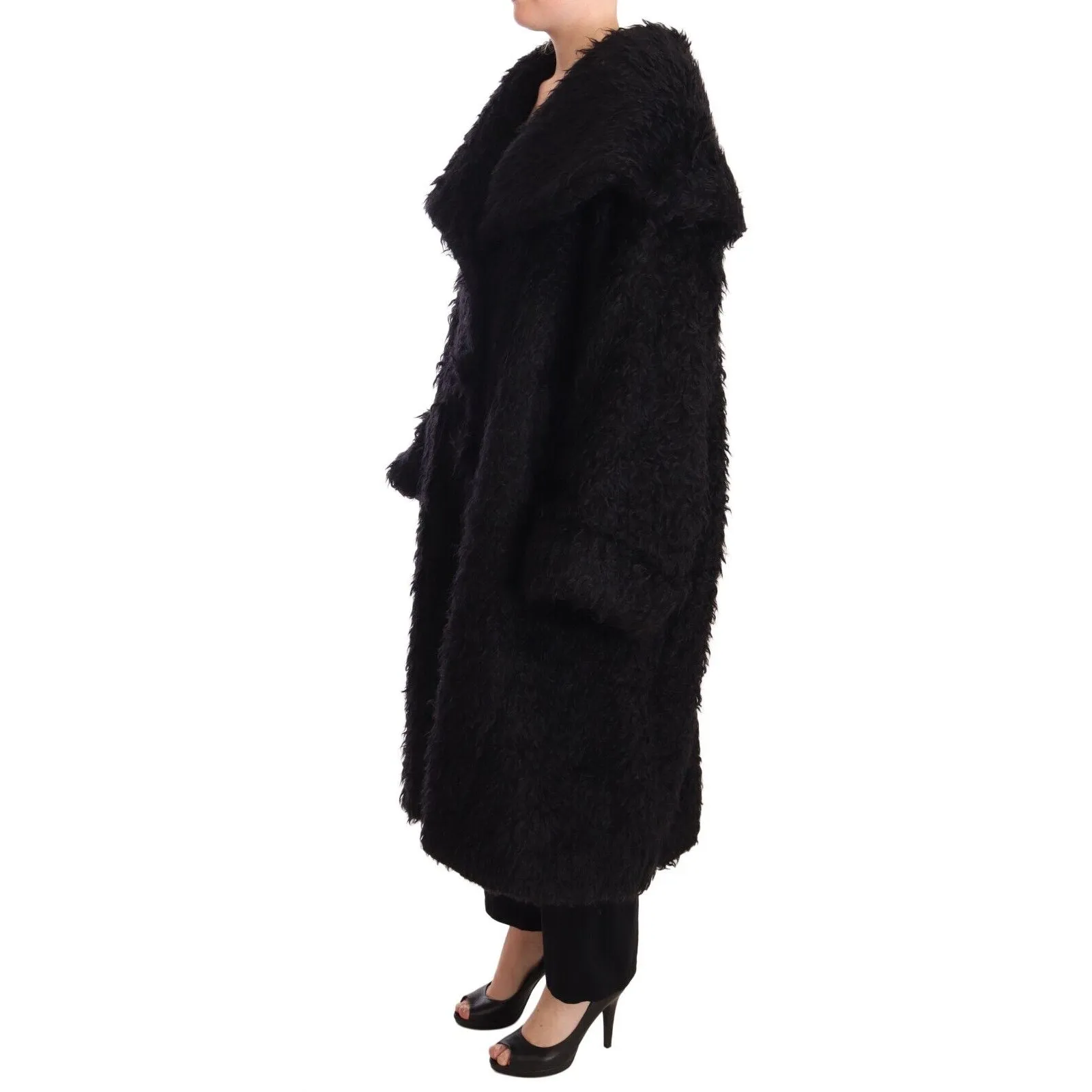Dolce & Gabbana Sleek Runway Fur Cape Trench Jacket