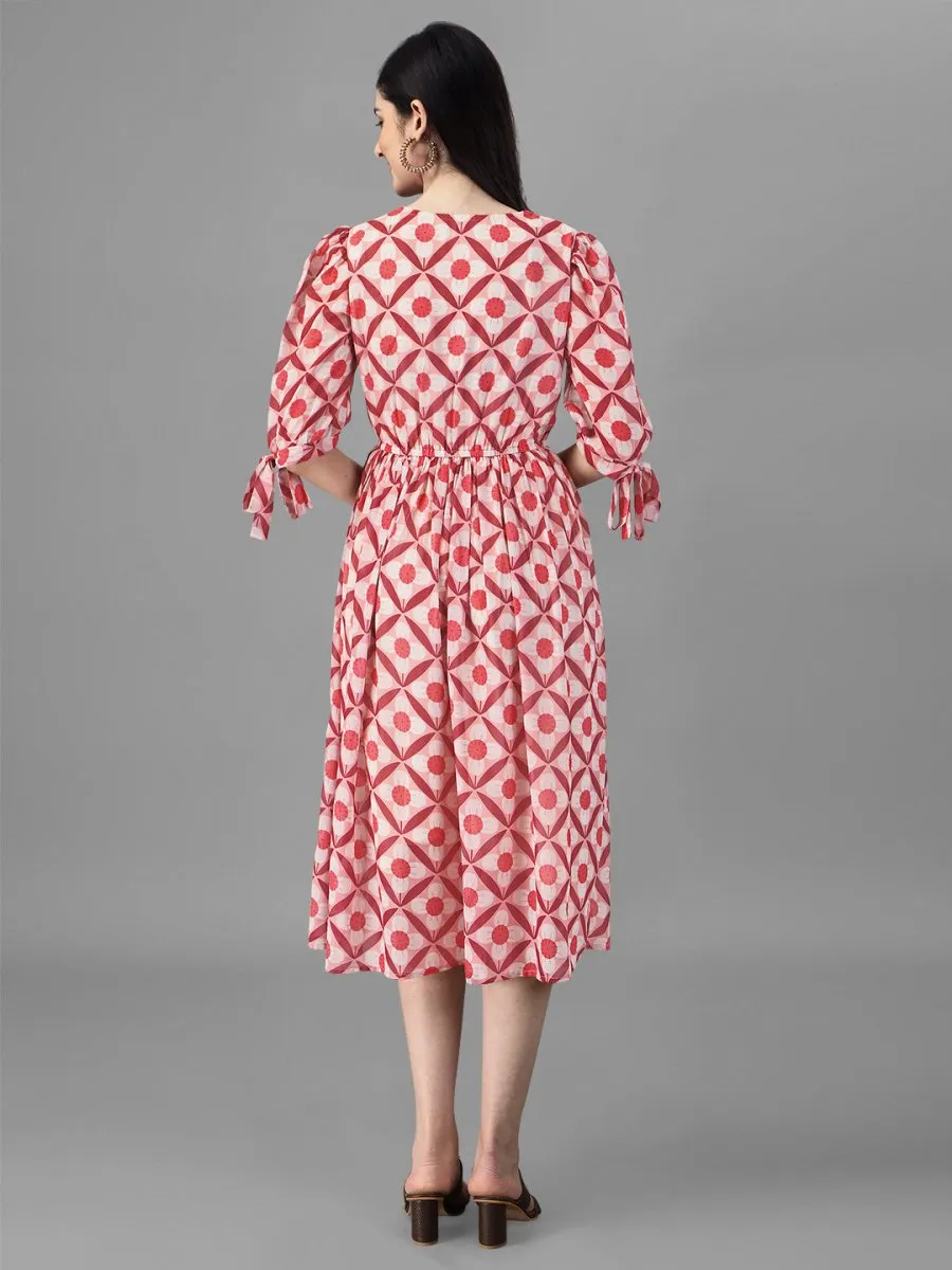 dresses for Women western wear Abstract Dark Pink Maxi Dress
