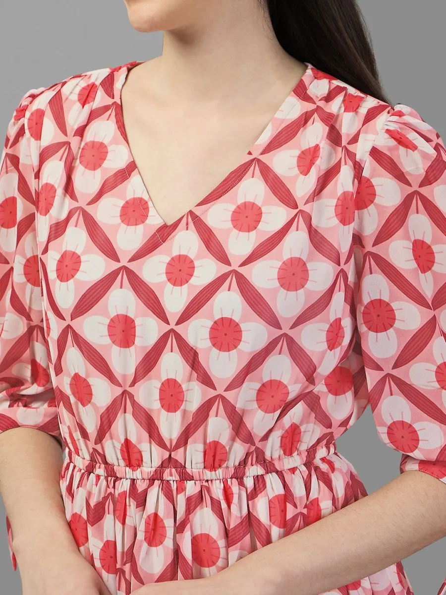 dresses for Women western wear Abstract Dark Pink Maxi Dress