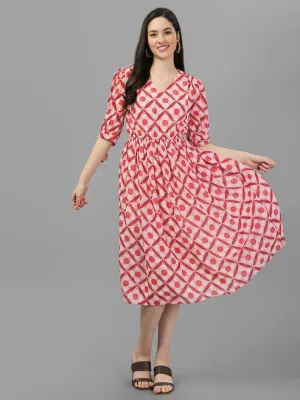 dresses for Women western wear Abstract Dark Pink Maxi Dress