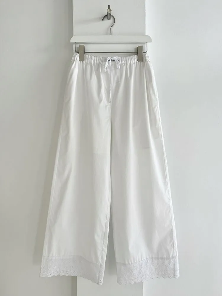Elastic Waist Lace Hem Pants【s0000007447】