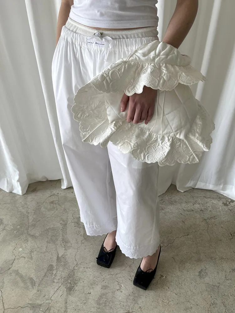 Elastic Waist Lace Hem Pants【s0000007447】