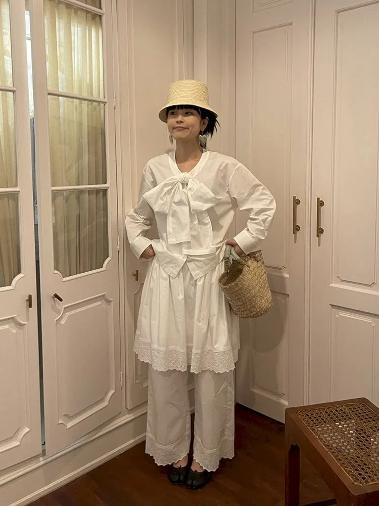 Elastic Waist Lace Hem Pants【s0000007447】