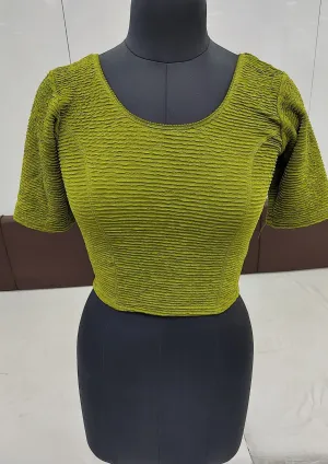 Elegant Olive Green Color Ready To Wear Stretchable Blouse For Women