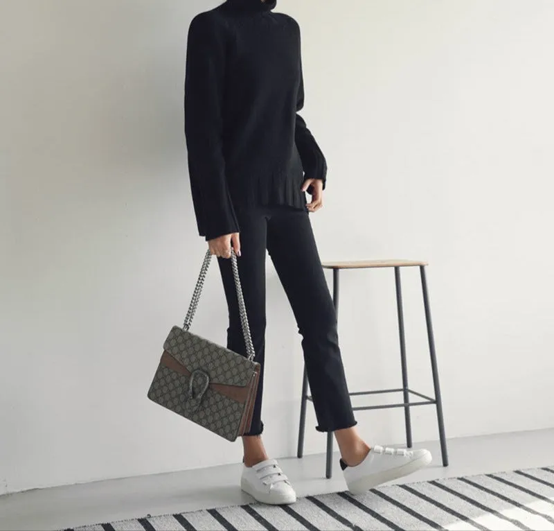 Fashion Denim Straight Elastic Pants