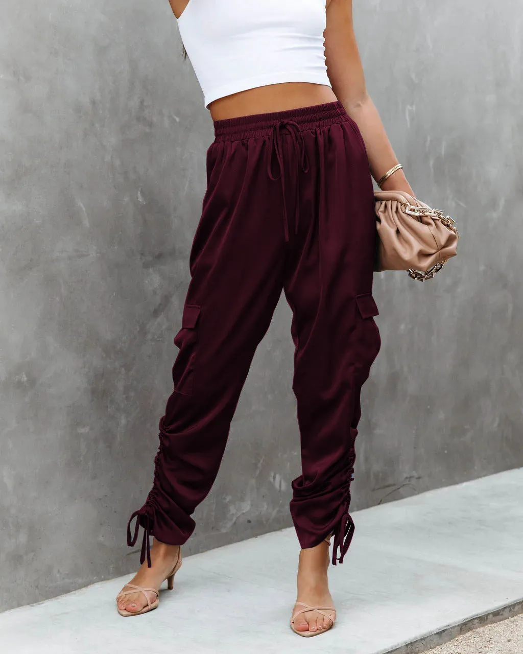 Fashion Lace-Up Elastic Waist Pants