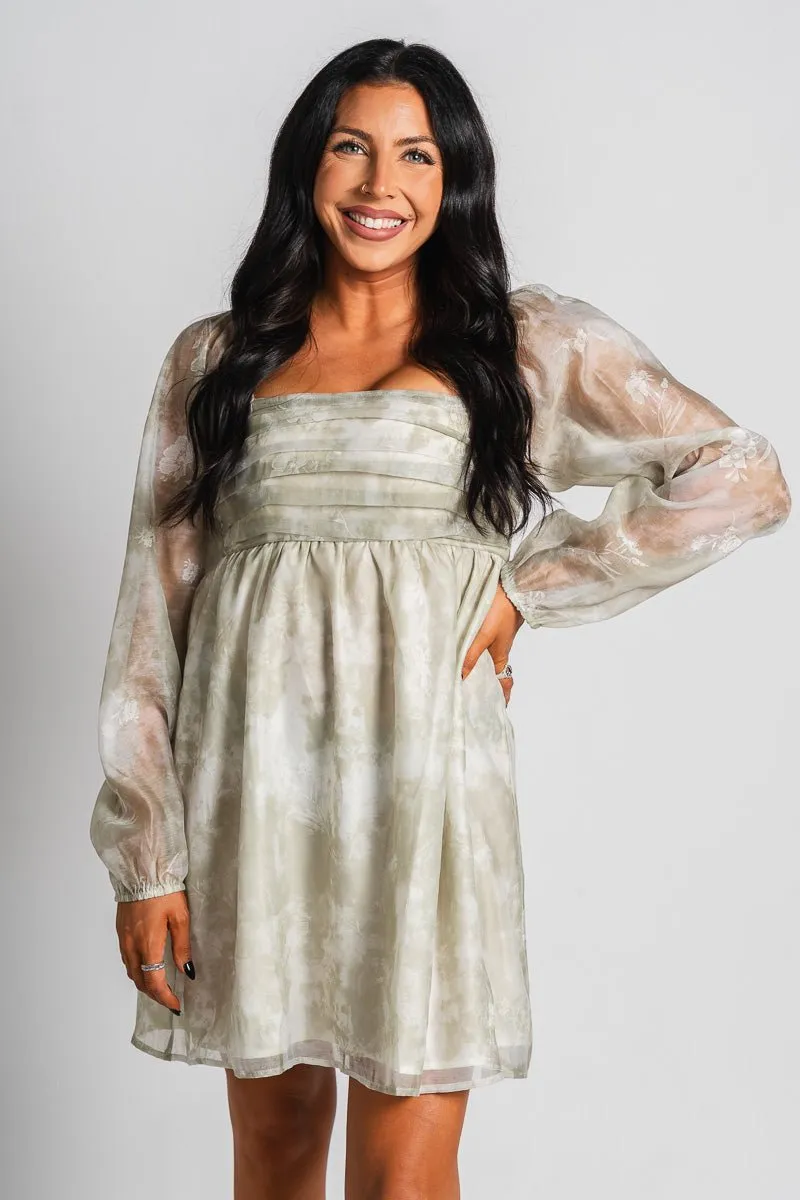 Floral babydoll dress sage