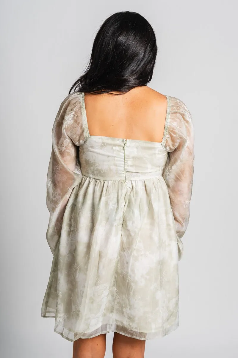 Floral babydoll dress sage