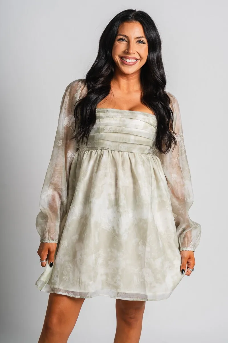 Floral babydoll dress sage