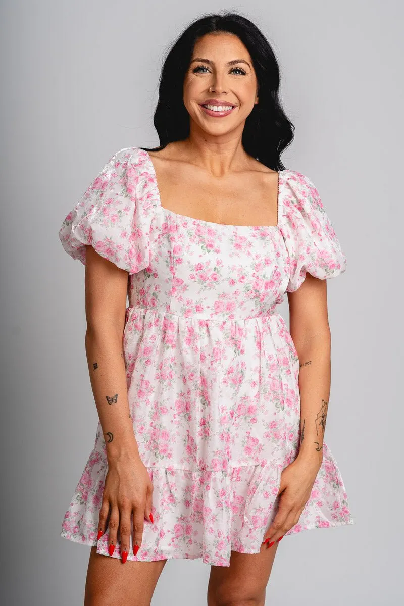 Floral mini dress pink
