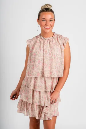 Floral ruffle dress pink