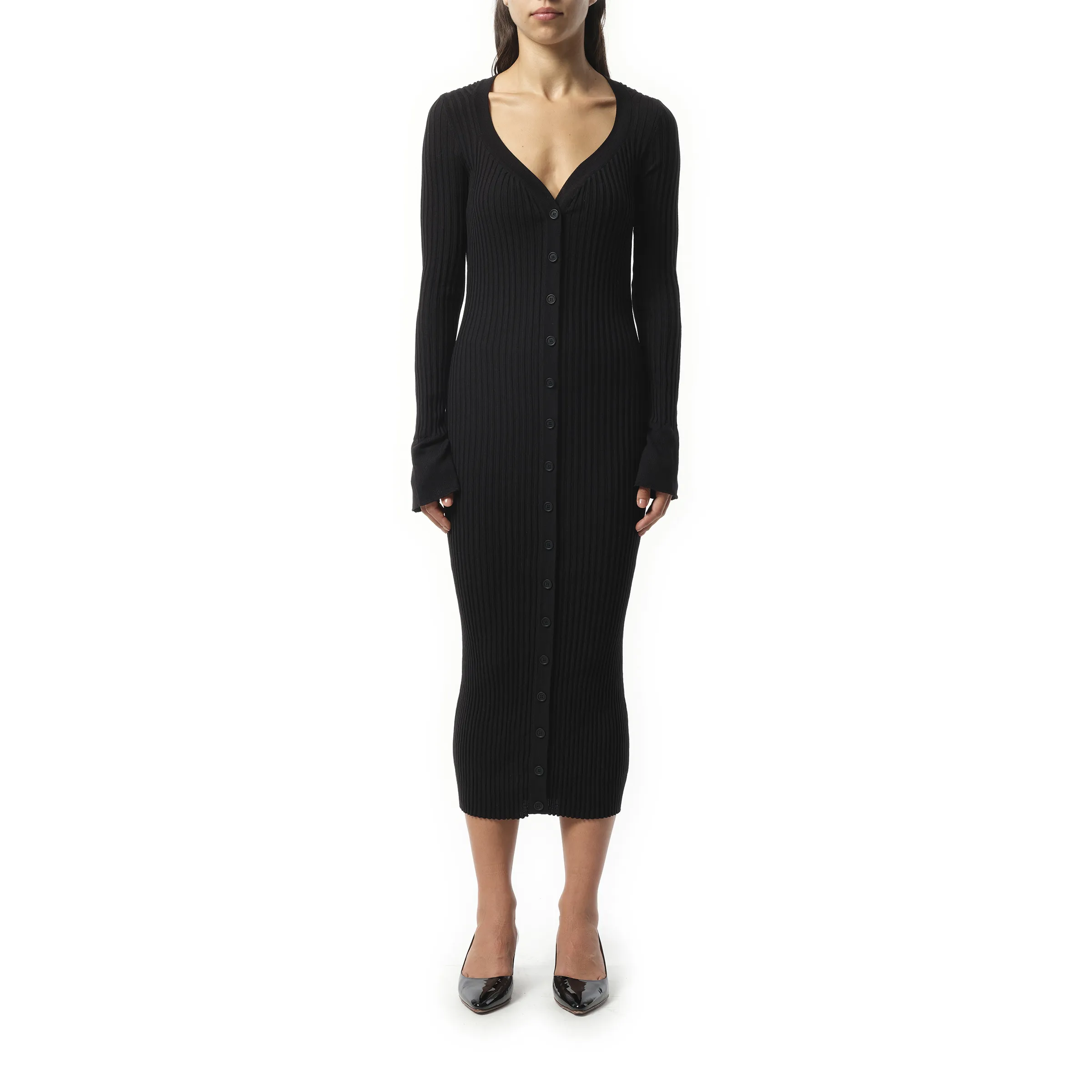 Giv - Pod Long Knit Jacket in Noir