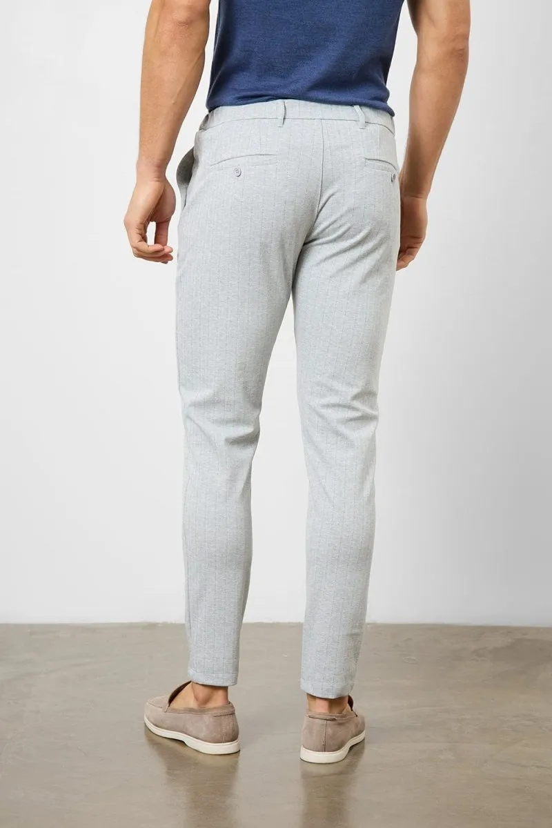 Herringbone Stripe Pants in Pale Grey