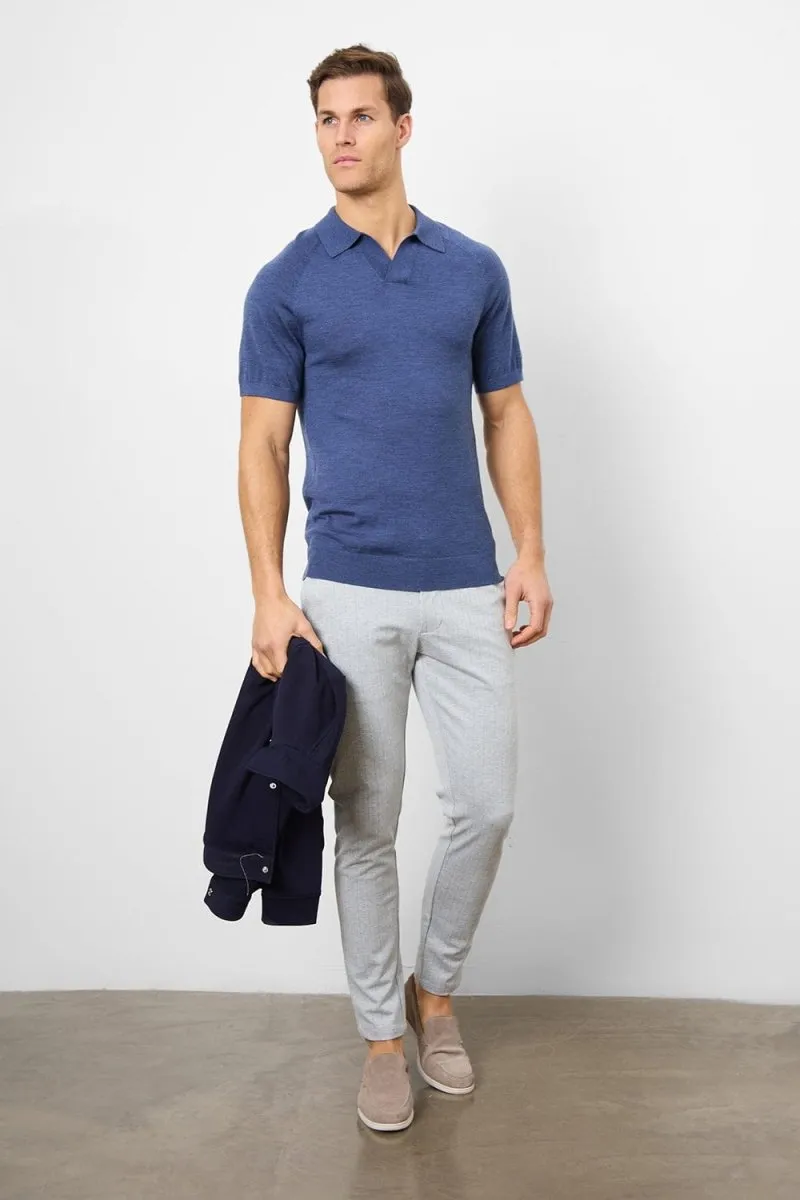 Herringbone Stripe Pants in Pale Grey