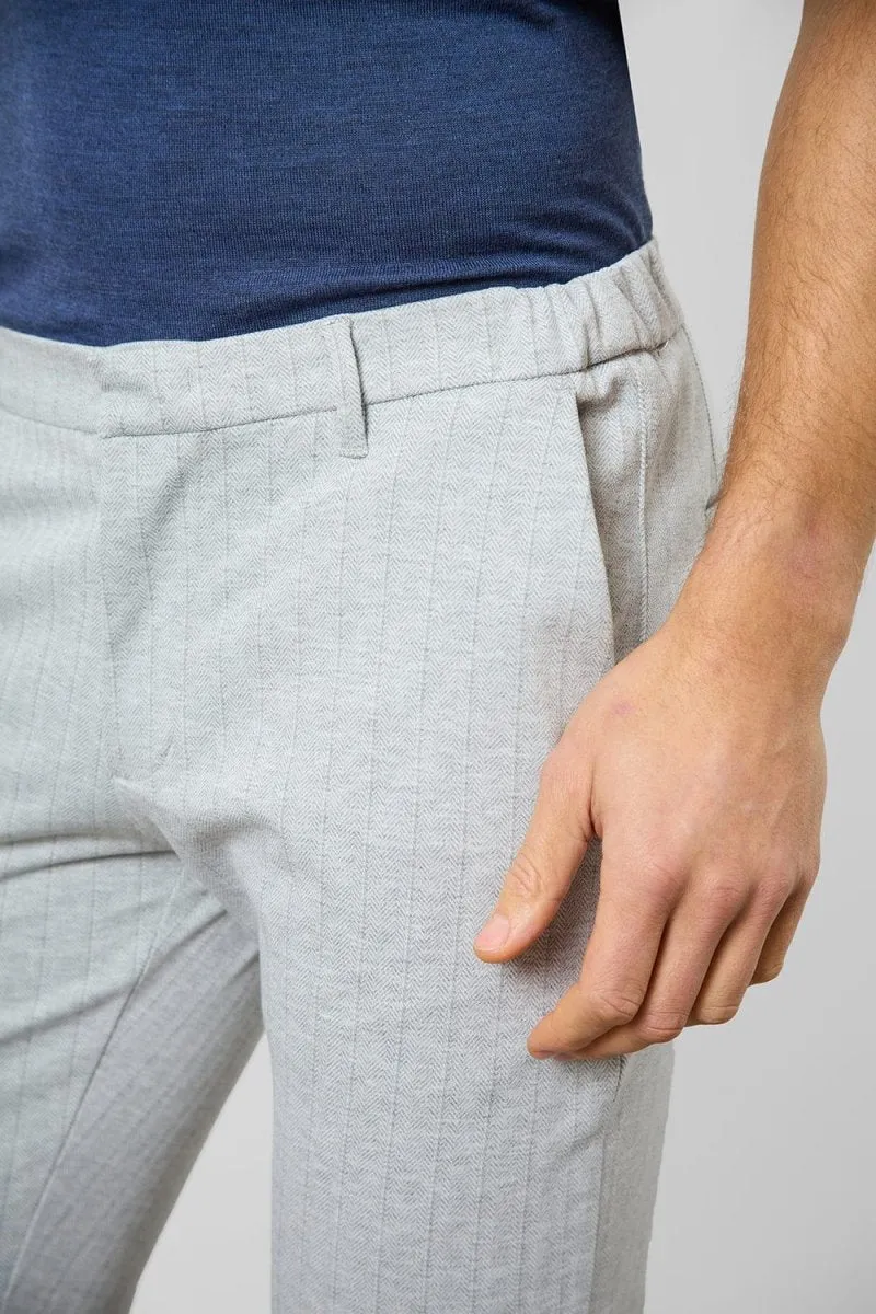 Herringbone Stripe Pants in Pale Grey