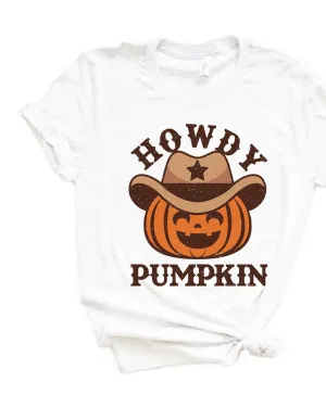 Howdy Pumpkin Hat Short Sleeve Graphic Tee | White