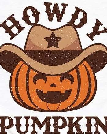 Howdy Pumpkin Hat Short Sleeve Graphic Tee | White