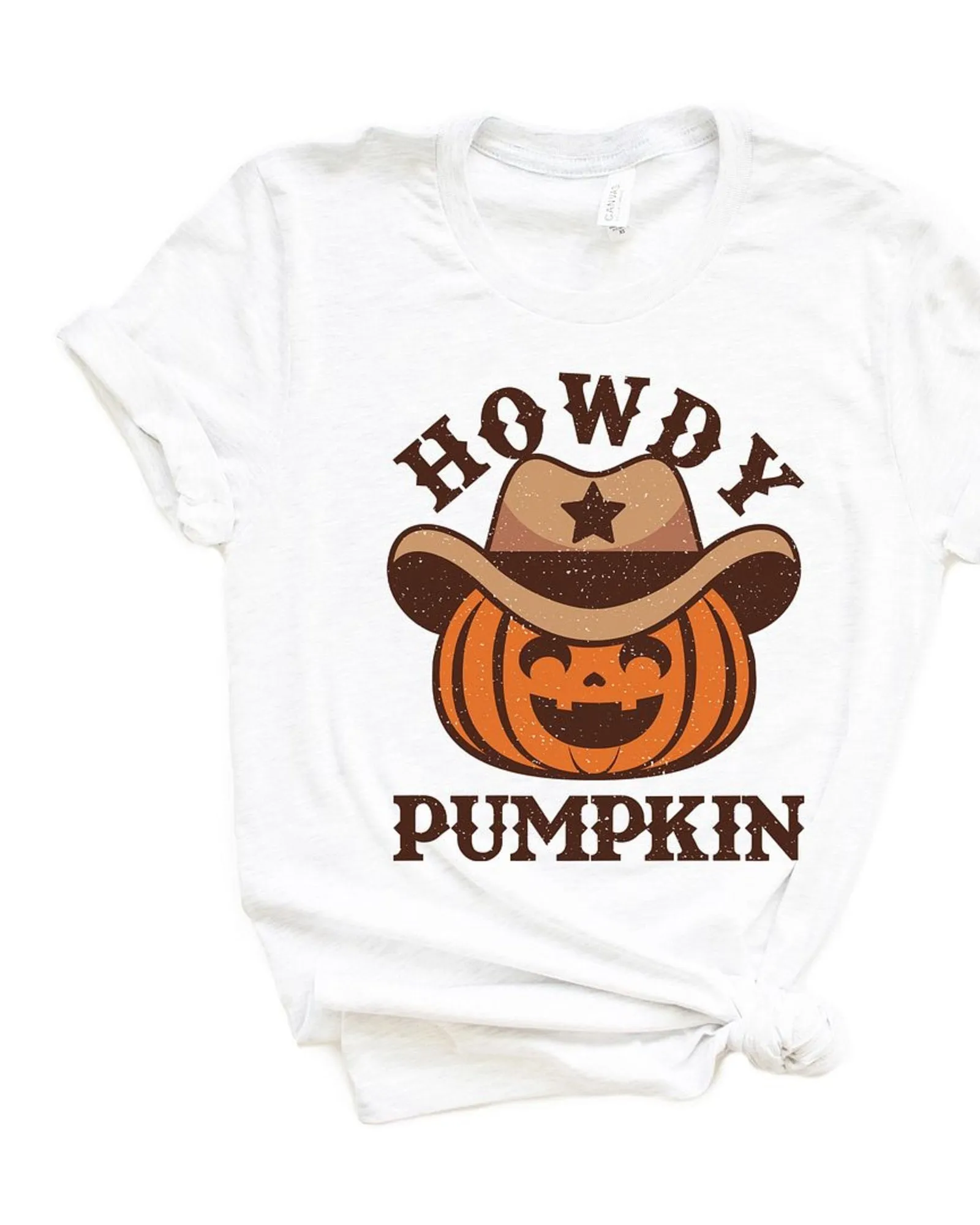 Howdy Pumpkin Hat Short Sleeve Graphic Tee | White
