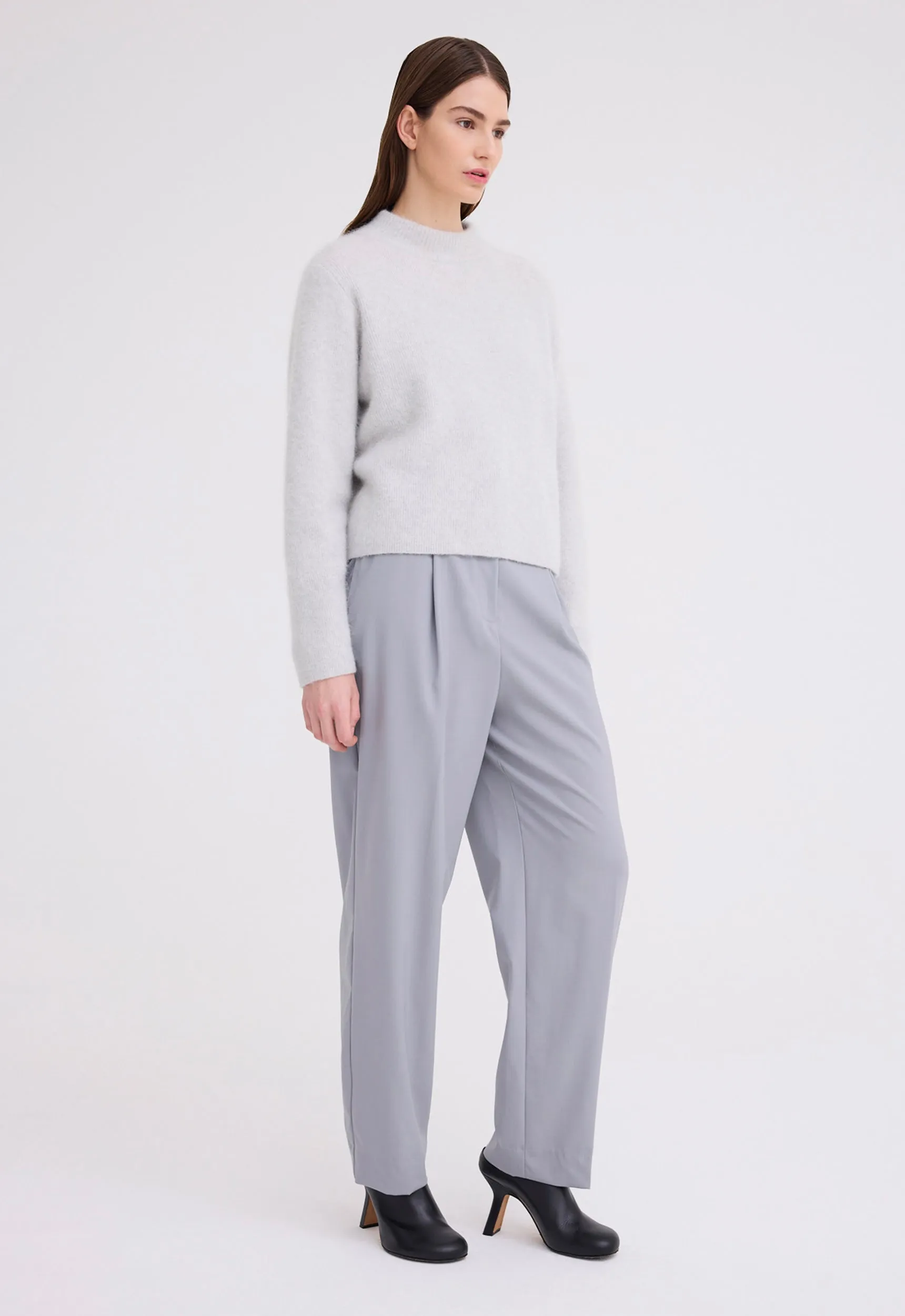 Hudd Shimmer Wool Sweater - Frost Grey