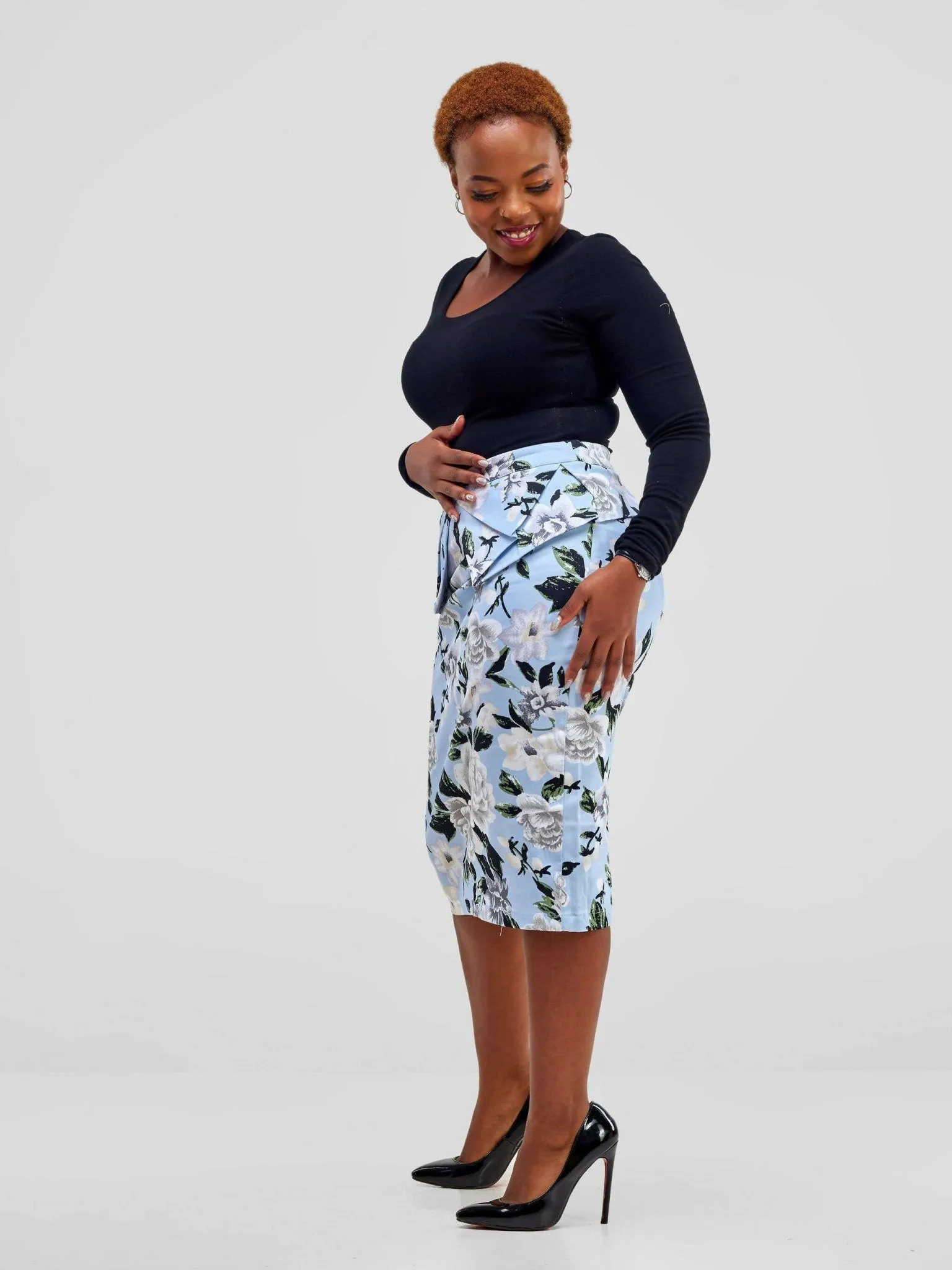 Immaculate Chic Floral Skirt - Blue