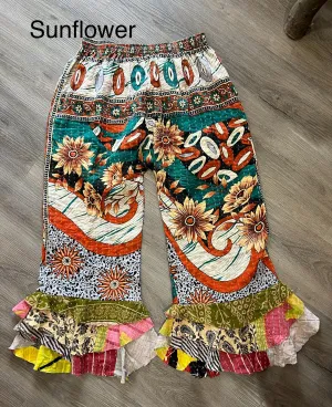 Kantha Sunrise Ruffle Pant "Sunflower" by Jaded Gypsy