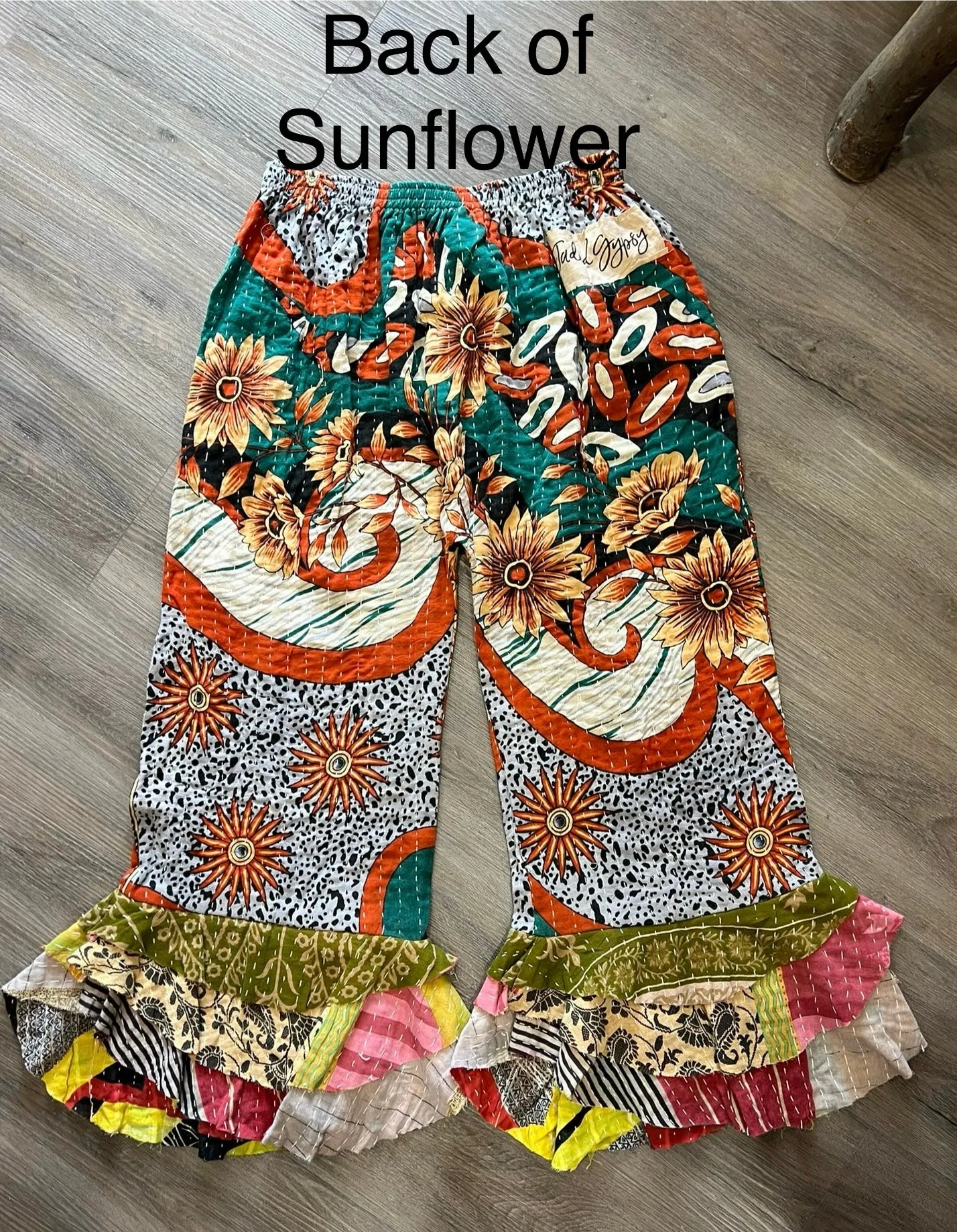 Kantha Sunrise Ruffle Pant "Sunflower" by Jaded Gypsy