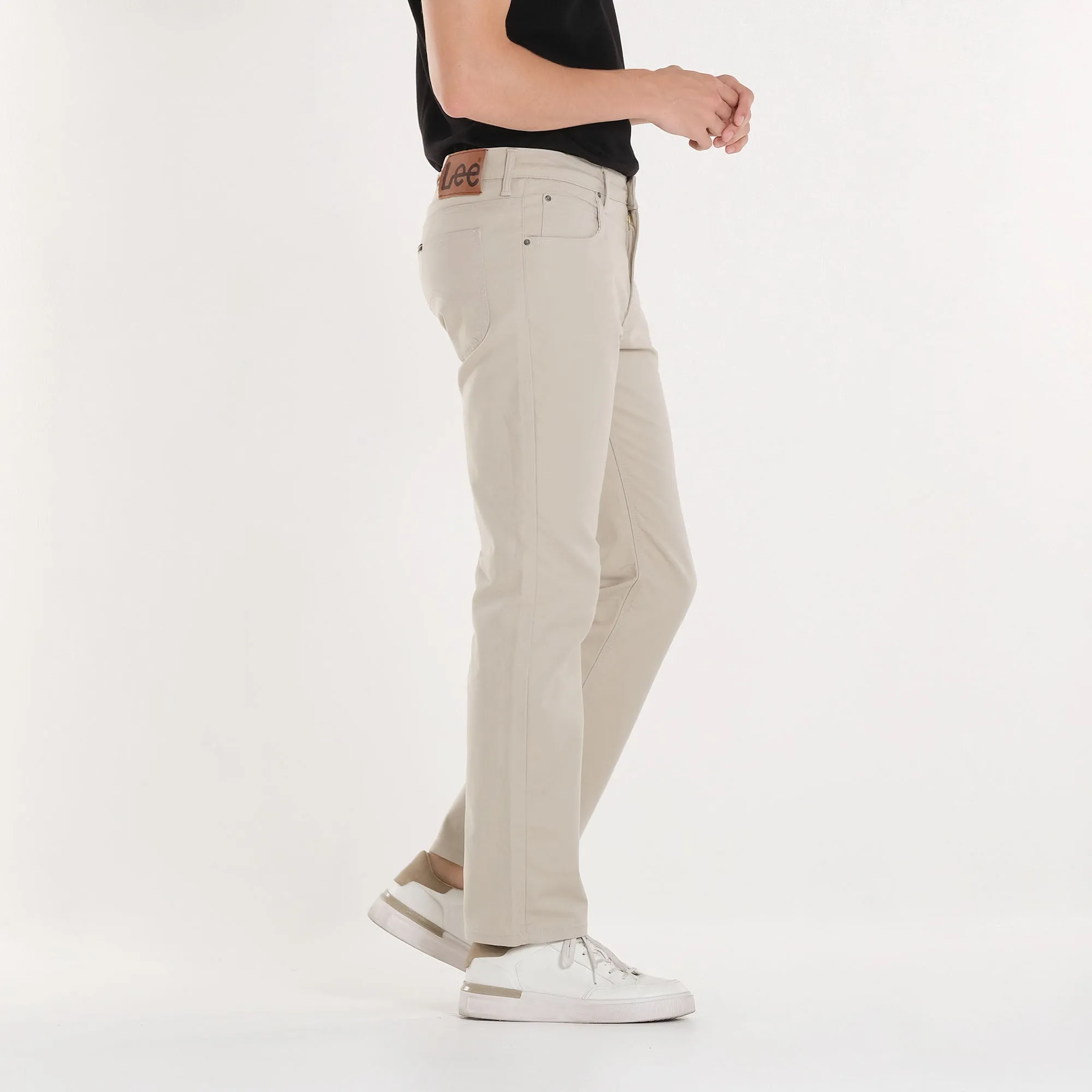 LEE MEN'S BROOKLYN STRAIGHT COLORED PANTS - BEIGE MID-RISE PANTS