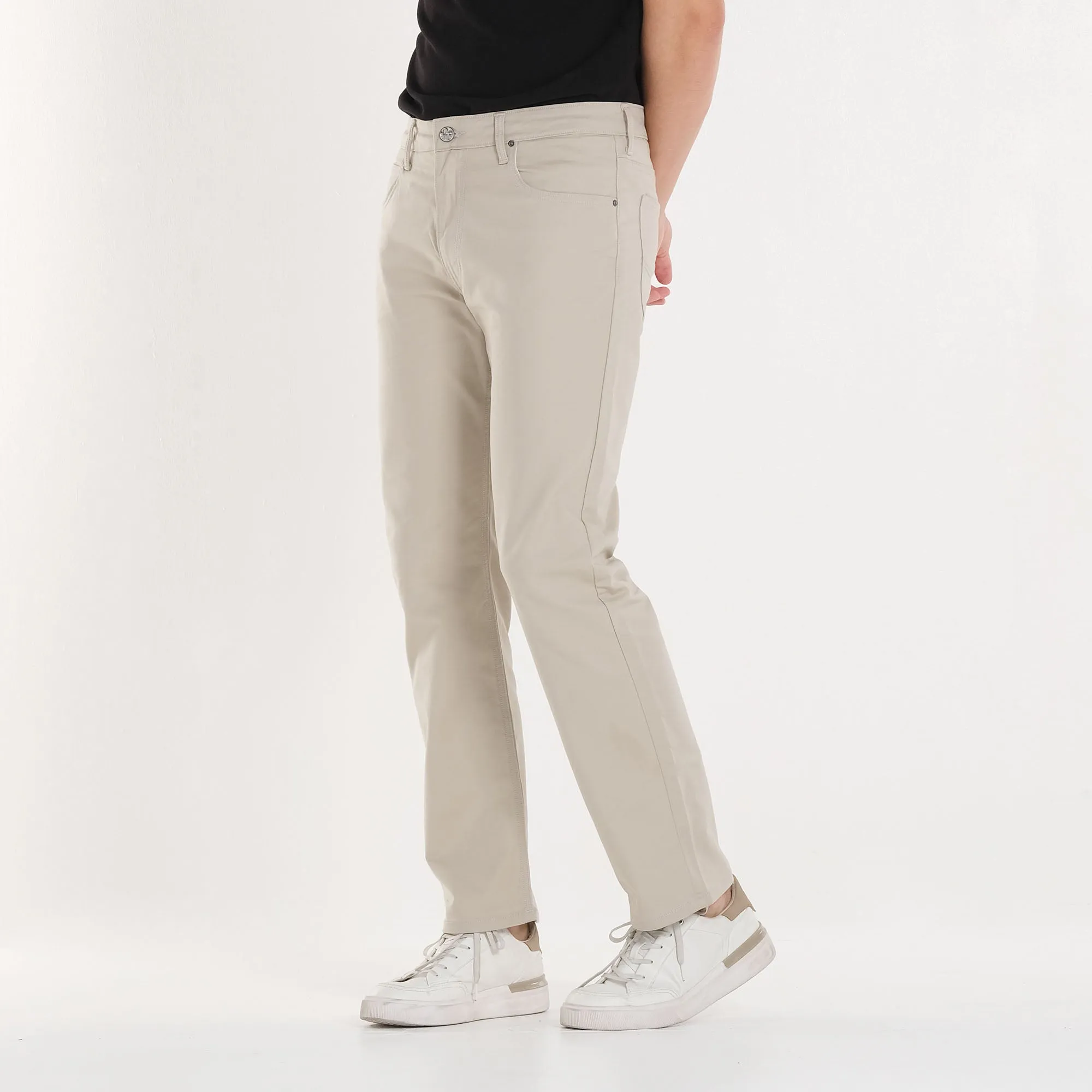 LEE MEN'S BROOKLYN STRAIGHT COLORED PANTS - BEIGE MID-RISE PANTS