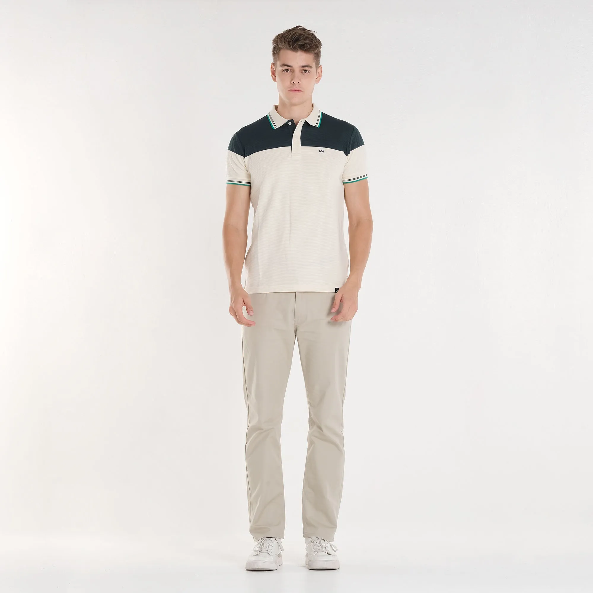 LEE MEN'S BROOKLYN STRAIGHT COLORED PANTS - BEIGE MID-RISE PANTS