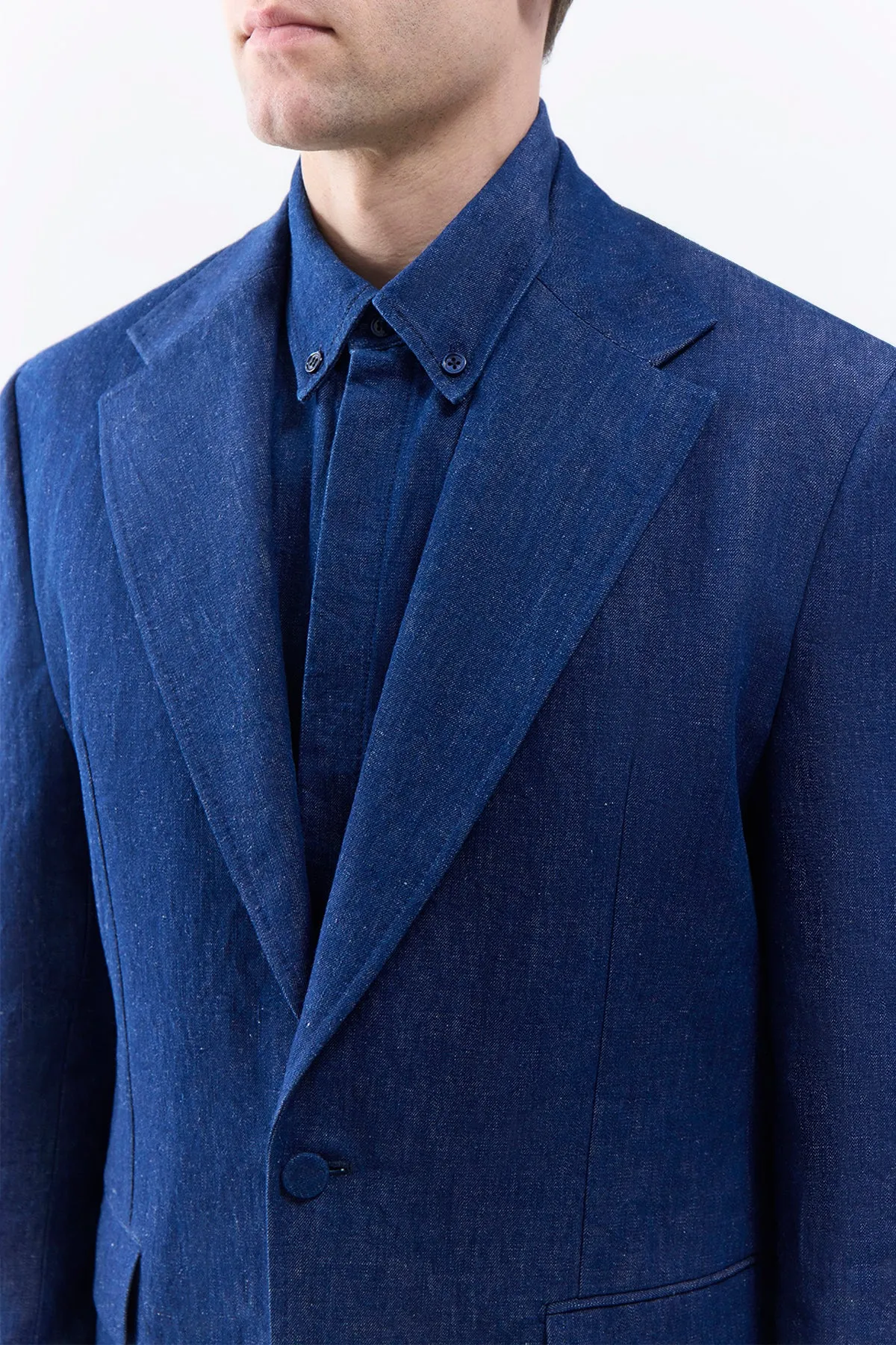 Leiva Blazer in Recycled Cotton Linen Denim