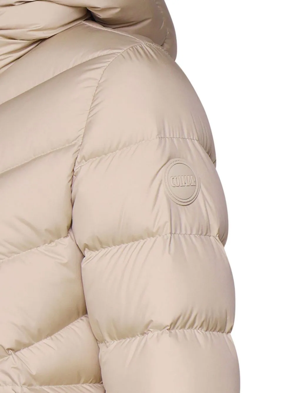 logo-patch hooded puffer jacket