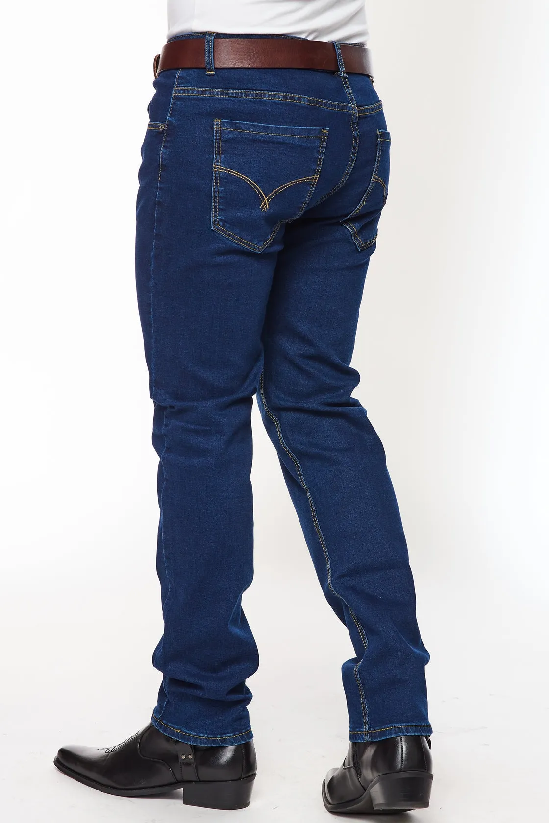 Men's Super Comfortable Skinny Fit Jeans-HLP-502 DKBLUE