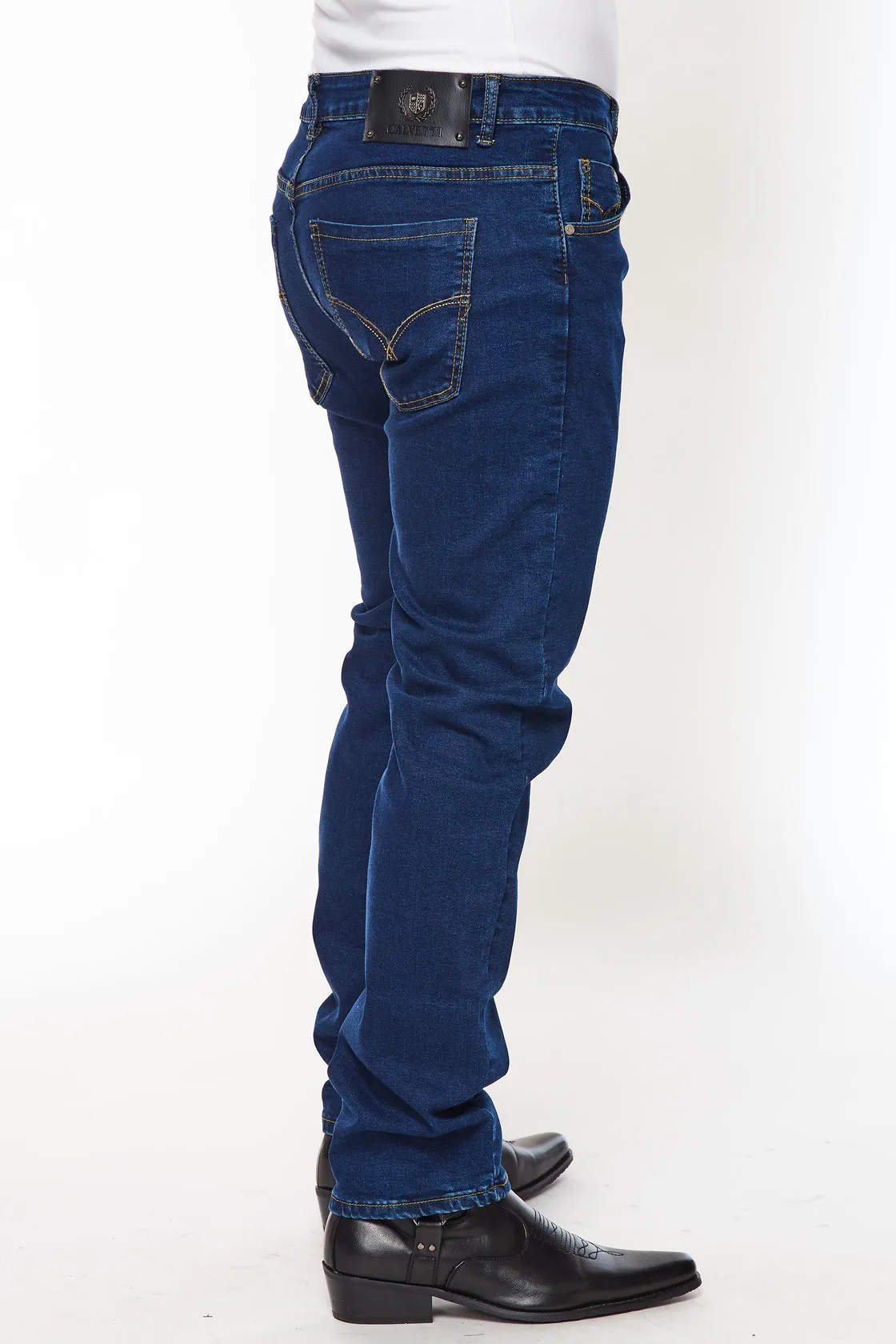Men's Super Comfortable Skinny Fit Jeans-HLP-502 DKBLUE