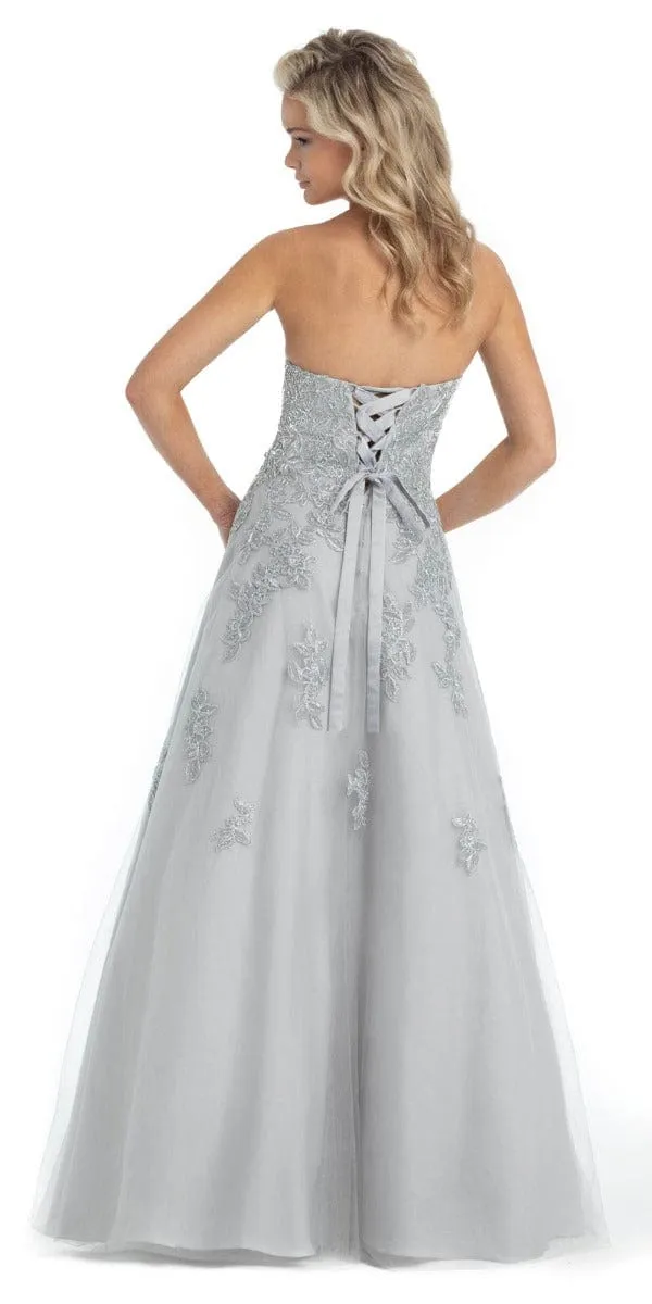 Metallic Lace Applique Sweetheart Tulle Ballgown