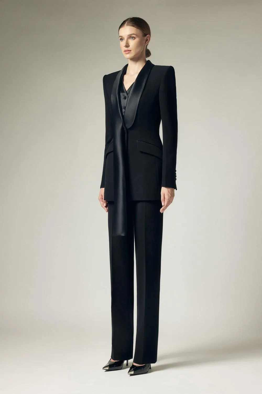 Nikora Straight Slim Leg Crepe Floor Length Pants