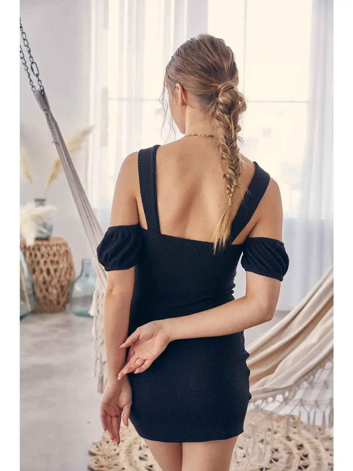 Off Shoulder Knit Mini Dress